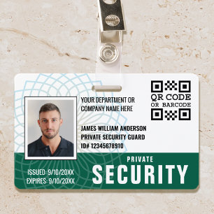Badge Carte d'identité de la Garde de sécurité privée pe