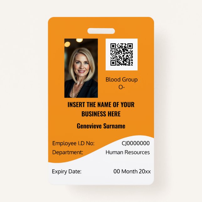 Badge Carte d'identité de l'employé PERSONNALISÉ modifia (Devant)
