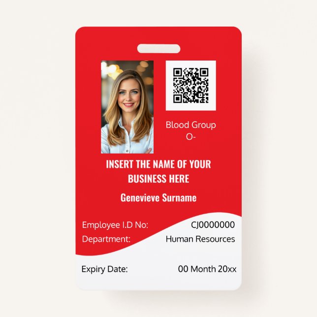 Badge Carte d'identité de l'employé PERSONNALISÉ modifia (Devant)