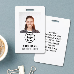 Badge Carte d'identité de l'entreprise avec photo et séc
