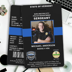 Badge Carte d'identité de police de maintien de l'ordre 