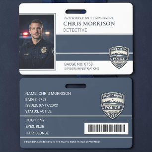 Badge Carte d'identité de policier avec photo pour force