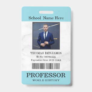 Badge Carte d'identité de professeur Nom École Modèle Ba