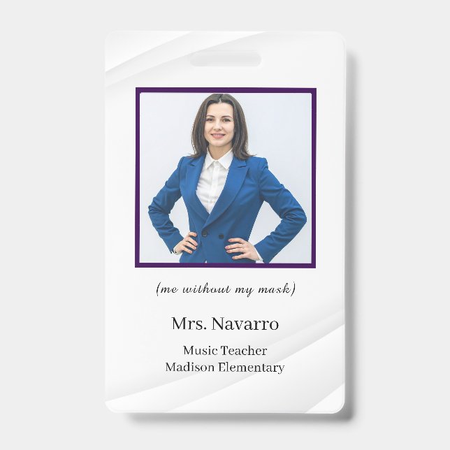 Badge Carte d'identité de professeur Nom École Modèle Ph (Avant)