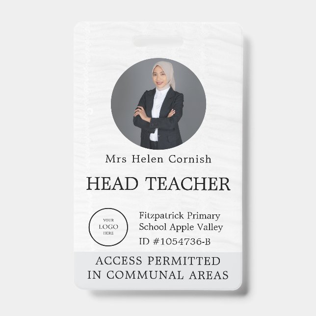 Badge Carte d'identité de professeur Nom École Modèle Ph (Avant)