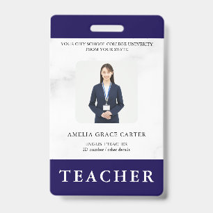 Badge Carte d'identité de professeur Nom École Modèle Ph