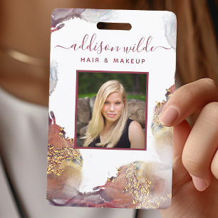 Badge Carte d'identité de salon à l'aquarelle liquide mo