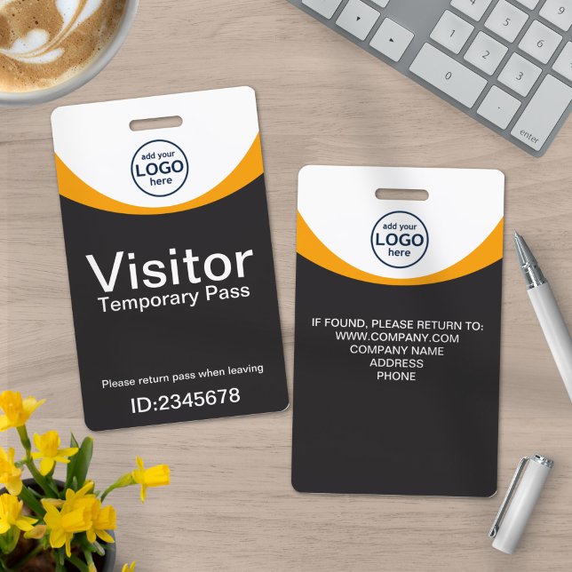 Badge Carte d'identité de visiteur d'entreprise gris-jau (Créateur téléchargé)
