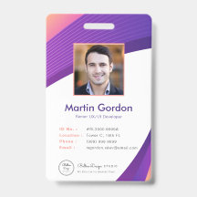 Carte d'identité d'employé moderne violet personna