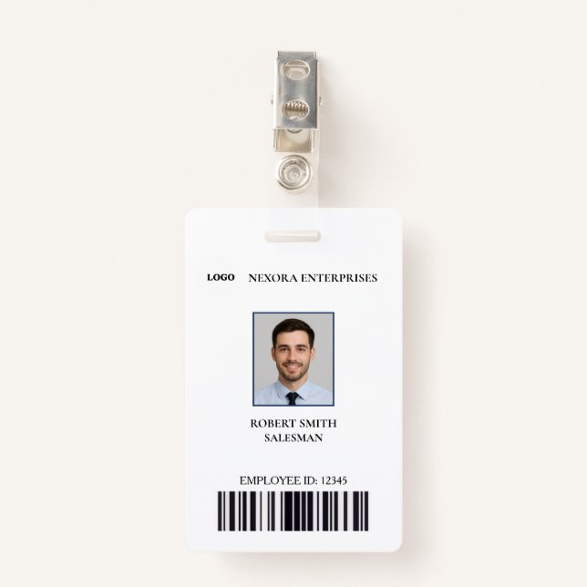 Badge Carte d'identité d'employé personnalisée | NOM DE  (Devant avec clip)