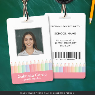 Badge Carte d'identité d'enseignant d'école personnalisé