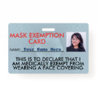Carte d'identité d'exemption de masque faciale