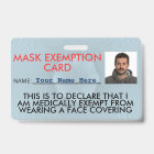 Carte d'identité d'exemption de masque faciale