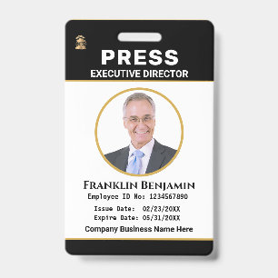 Badge Carte d'identité du logo du journaliste Passe-Pres
