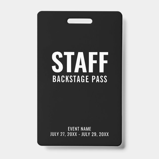 Badge Carte d'identité du personnel noir blanc (Avant)