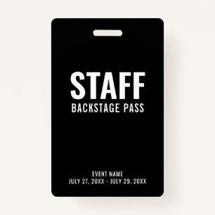 Badge Carte d'identité du personnel noir blanc