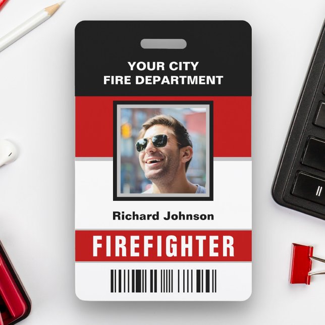 Badge Carte d'identité du pompier du service de pompiers (Créateur téléchargé)