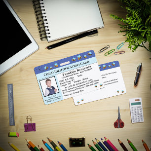 Badge Carte d'identité d'urgence pour photo enfant