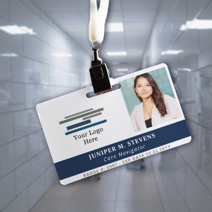 Badge Carte d'identité employé bleu marine avec logo et 