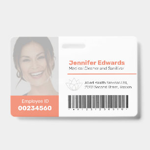 Badge Carte d'identité grand format avec code-barres ora