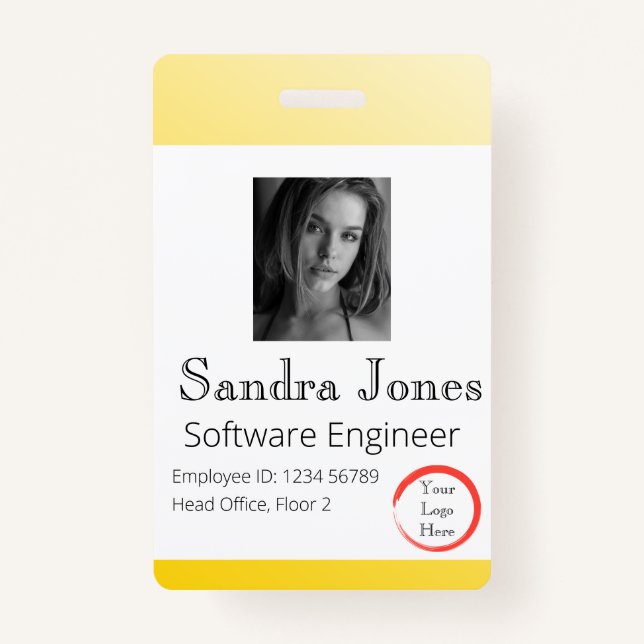 Badge Carte d'identité jaune pâle (Vertical/Portrait) (Devant)