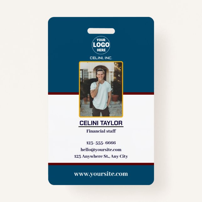 Badge Carte d'identité marine moderne avec photo et logo (Devant)