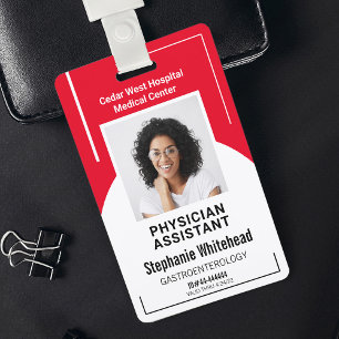 Badge Carte d'identité médicale de l'hôpital rouge