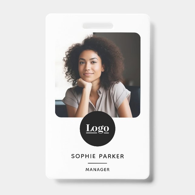 Badge Carte d'identité moderne de l'employé avec code QR (Avant)
