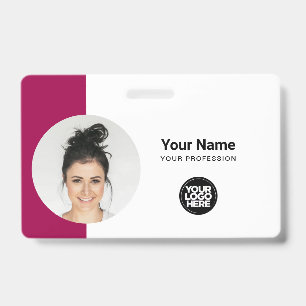 Badge Carte d'identité moderne minimaliste QR photo rond