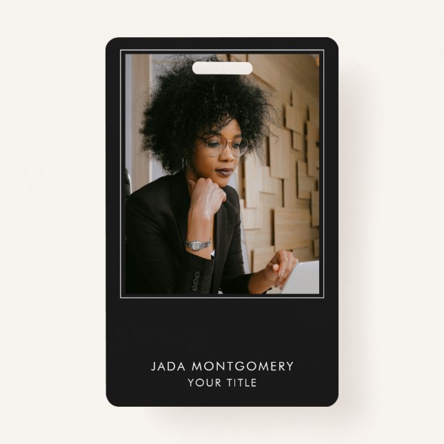 Badge Carte d'identité noire moderne minimaliste Logo ph (Devant)