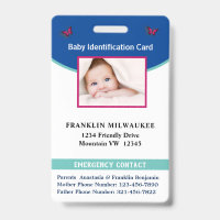 Carte d'identité personnalisée avec photo pour béb