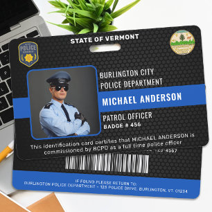 Badge Carte d'identité personnalisée d'agent de police d