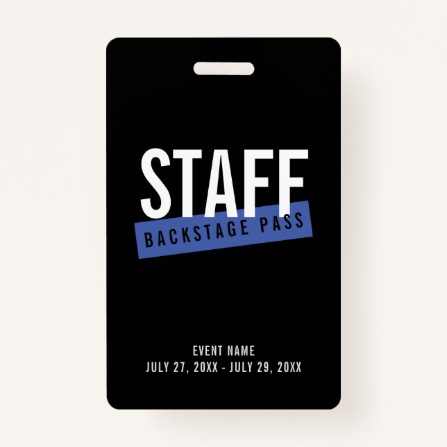 Badge Carte d'identité personnalisée de l'employé bleu n (Devant)