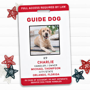 Badge Carte d'identité photo de chien guide de service p