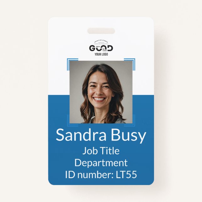 Badge Carte d'identité photo de l'employé bleu de la Mar (Devant)