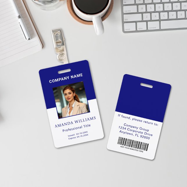 Badge Carte d'identité photo de l'employé bleu Insigne d (Créateur téléchargé)
