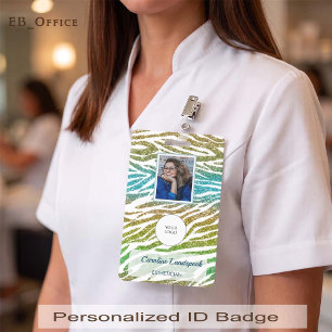 Badge Carte d'identité photo Imprimé Zèbre Or Paon Exoti