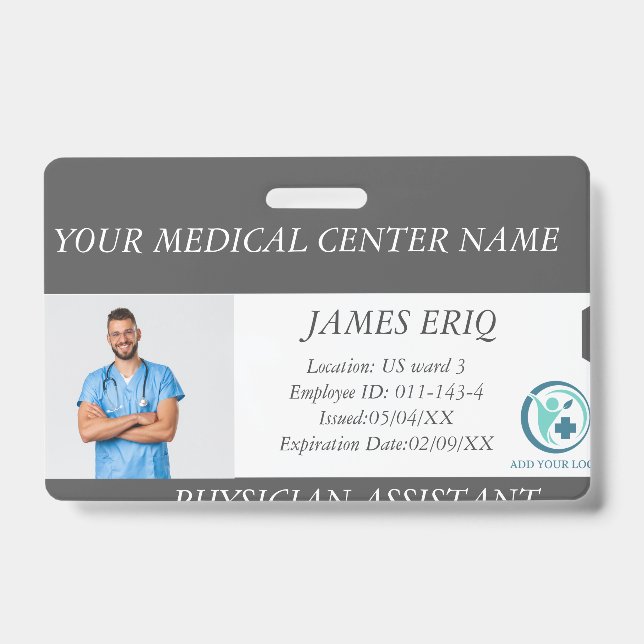 Badge carte d'identité photo personnalisée de l'employé  (Front)