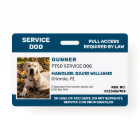Carte d'identité photo pour chien de service bleu 