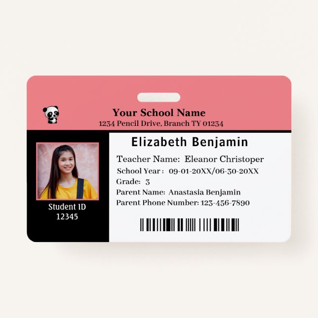 Badge Carte d'identité pour enfants École d'élèves (Devant)