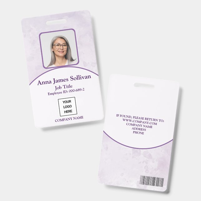 Badge Carte d'identité professionnelle avec code-barres  (Avant & arrière)