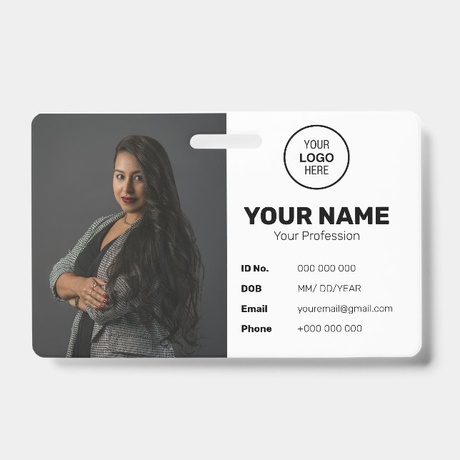 Badge Carte d'identité professionnelle avec code-barres  (Avant)