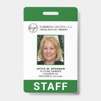 Badge Carte d'identité professionnelle avec logo vert pe