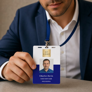 Badge Carte d'identité professionnelle bleu marine pour 