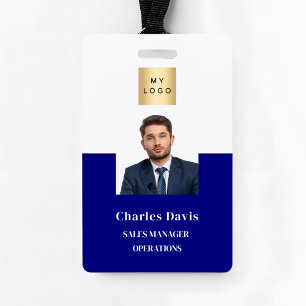 Badge Carte d'identité professionnelle bleu marine pour 
