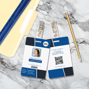 Badge Carte d'identité professionnelle bleu moderne avec