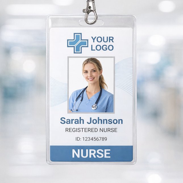 Badge Carte d'identité professionnelle d'infirmière avec (Professional Nurse ID Badge Template – Clean and modern medical staff ID card )