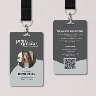 Badge Carte d'identité professionnelle grise neutre mode