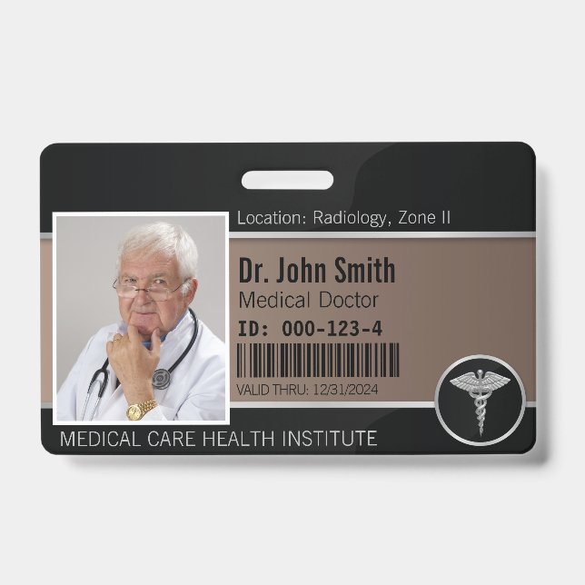 Badge Carte d'identité professionnelle médicale Caducée  (Avant)