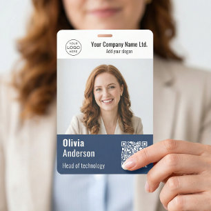 Badge Carte d'identité professionnelle moderne avec code
